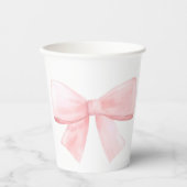 Gobelets En Papier Élégant Baby shower de fille Rose Pastel Bow Blush (Recto)