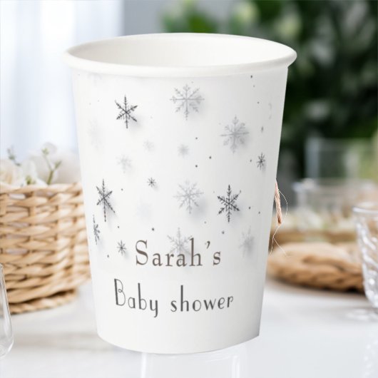 Gobelets En Papier Élégant Baby shower d'hiver Snowflakes