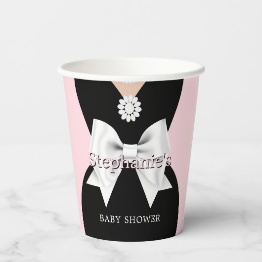 Gobelets En Papier Élégant Baby shower en verre rose vif Tiffany (Verso)