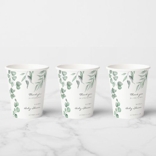 Gobelets En Papier Elégant Baby shower Eucalyptus Verdure Foliage (Multi)