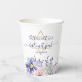 Gobelets En Papier Élégant Bat mitzvah floral rose pourpre (Verso)