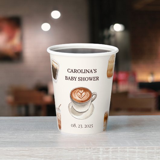 Gobelets En Papier Élégant bébé brasse le baby shower de café