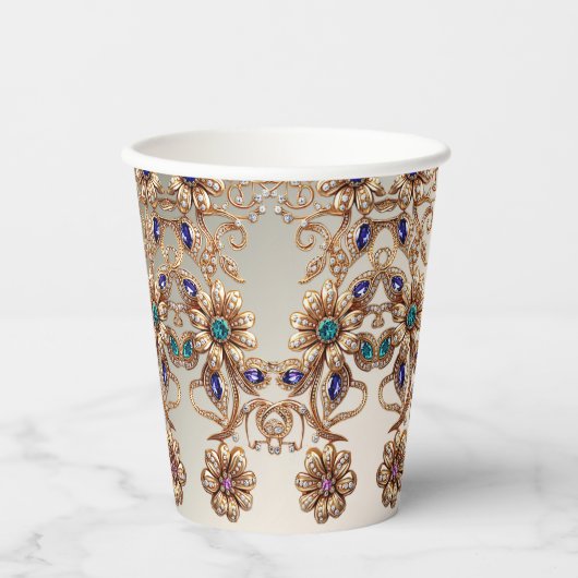 Gobelets En Papier Elégant bijou or Fleurs tasse en papier (Recto)