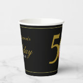 Gobelets En Papier Elégant Black and Gold 50th Birthday Invitation (Gauche)