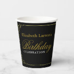 Gobelets En Papier Elégant Black and Gold 50th Birthday Invitation<br><div class="desc">Faites de la célébration du 50e anniversaire de votre bien-aimé une occasion spéciale avec cette invitation élégante et moderne. Le design sophistiqué des couleurs noir et or, combiné à une calligraphie et une typographie élégantes, crée un design simple et élégant qui est parfait pour toute surprise de 50ème fête ou...</div>