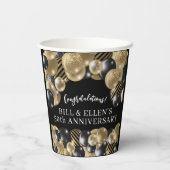 Gobelets En Papier Élégant Black Gold 50e anniversaire (Verso)