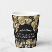 Gobelets En Papier Élégant Black Gold 50e anniversaire (Recto)