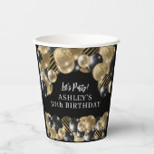 Gobelets En Papier Elégant Black Gold 50e anniversaire (Recto)