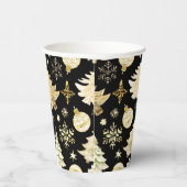 Gobelets En Papier Élégant Black Gold Snowflakes Christmas Tree Balls (Droite)