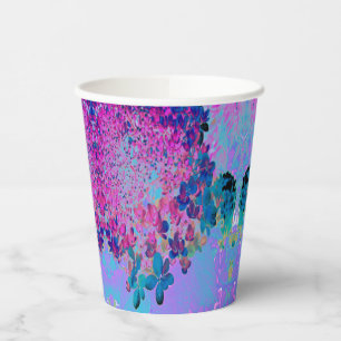 Gobelets En Papier Élégant bleu foncé et lumière magenta Hydrangea