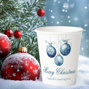 Gobelets En Papier Elégant Bleu Ornements de Noël Société Fête