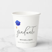 Gobelets En Papier Élégant Bleu Script (Verso)