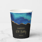 Gobelets En Papier Elegant Blue Gold Abstract Marble Design (Verso)