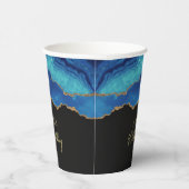 Gobelets En Papier Elegant Blue Gold Abstract Marble Design (Droite)