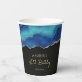 Gobelets En Papier Elegant Blue Gold Abstract Marble Design (Recto)