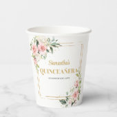 Gobelets En Papier Élégant Blush floral eucalyptus or quinceanera (Verso)