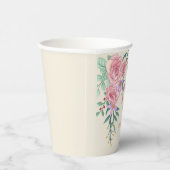 Gobelets En Papier Elégant Boho Blush Rose Aquarelle Mariage Floral (Droite)