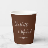 Gobelets En Papier Elegant Boho Brown Script Minimalist Wedding (Recto)