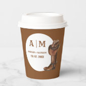 Gobelets En Papier Elégant Boho Western Cowboy Mariage Merci (Recto)