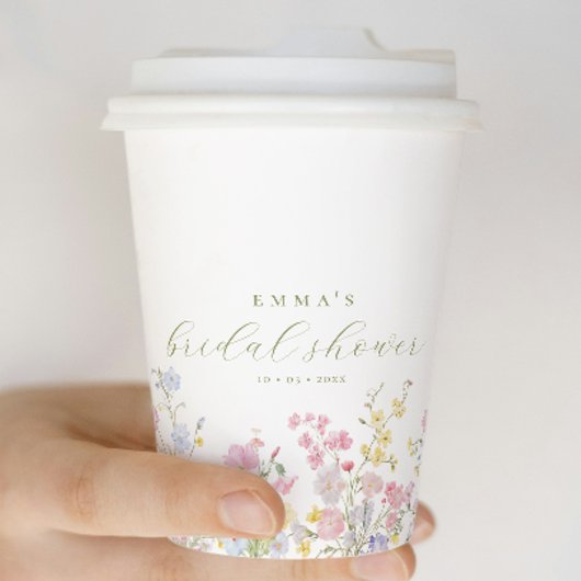 Gobelets En Papier Elegant Boho Wildflowers Bridal shower