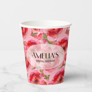 Gobelets En Papier Élégant Bouquet de Pivoines pour Baby Shower de Ma