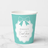 Gobelets En Papier Elegant Bride & Co. Nœud Mariage Bleu Canard (Verso)