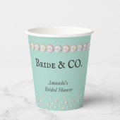 Gobelets En Papier Elegant Bride & Co sarcelle perle Sarcelle Shower  (Recto)