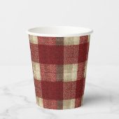 Gobelets En Papier Elegant Burgundy Ivory Rust Red Plaid Pattern (Verso)