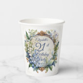 Gobelets En Papier Elégant cadre floral baroque 21ème anniversaire (Verso)