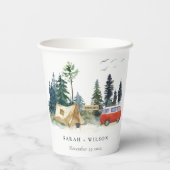 Gobelets En Papier Élégant Camping Aquarelle Pine Mariage (Verso)