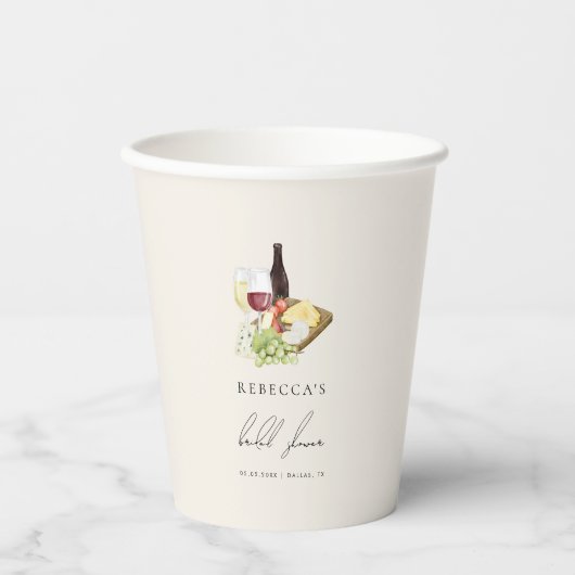 Gobelets En Papier Élégant Charcuterie Vin & Fromage Enterrement de V (Recto)