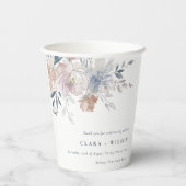 Gobelets En Papier Elégant Chic Blush Aquarelle Floral Mariage (Verso)