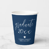 Gobelets En Papier Élégant Classic Navy Blue 2024 Diplômé (Verso)