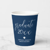 Gobelets En Papier Élégant Classic Navy Blue 2024 Diplômé (Recto)