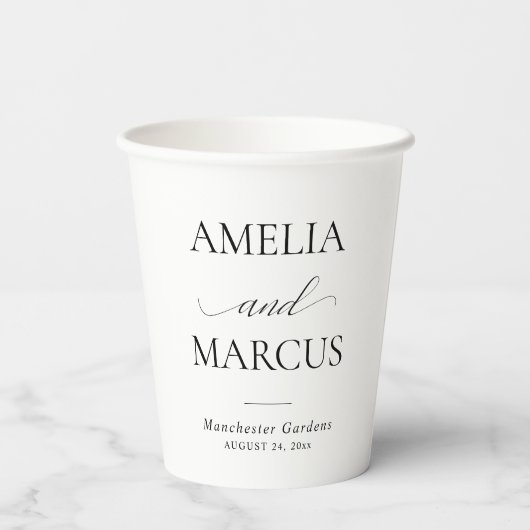 Gobelets En Papier Elegant Classic Script Calligraphy Wedding (Verso)