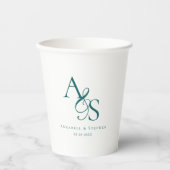 Gobelets En Papier Élégant, Classique, Monogramme, Mariage (Recto)