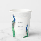 Gobelets En Papier Elégant Classy Ornate Aquarelle Peacock Mariage (Verso)