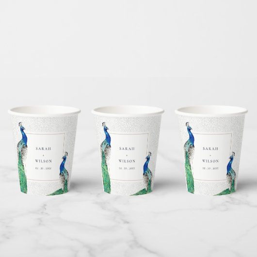 Gobelets En Papier Elégant Classy Ornate Aquarelle Peacock Mariage (Multi)