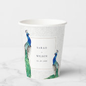 Gobelets En Papier Elégant Classy Ornate Aquarelle Peacock Mariage (Recto)