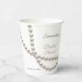 Gobelets En Papier Élégant Collier de Perles Mariage Cérémonie (Recto)