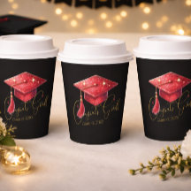 Elegant Congrats Grad Artwork in Red, Gold & Black