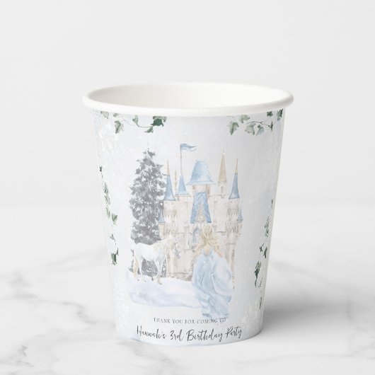 Gobelets En Papier Élégant conte de fées | Princesse d'hiver (Verso)