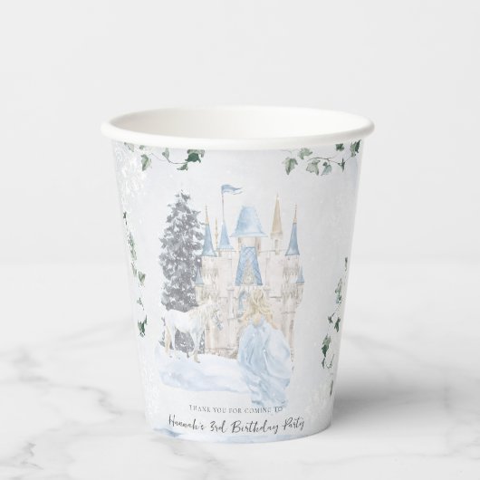 Gobelets En Papier Élégant conte de fées | Princesse d'hiver (Recto)