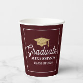 Gobelets En Papier Elegant Deep Burgundy Class Of 2026 Graduation (Verso)
