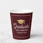 Gobelets En Papier Elegant Deep Burgundy Class Of 2026 Graduation (Recto)