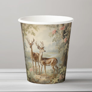 Gobelets En Papier Élégant Deer Antique Woodland Wildlife
