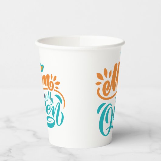 Gobelets En Papier Elegant Design Typografy Maman Is My Queen (Gauche)