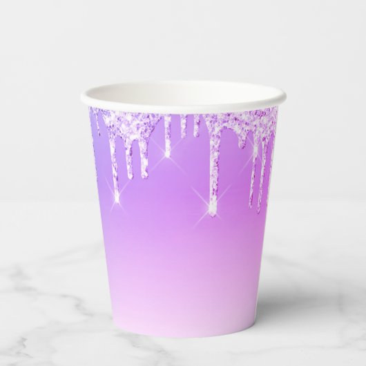 Gobelets En Papier élégant doux 16 parties scintillant à goutte d'arg (Verso)