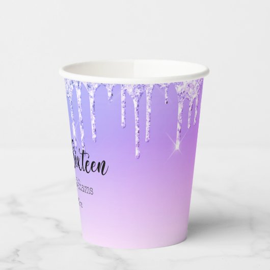 Gobelets En Papier élégant doux 16 parties scintillant à goutte d'arg (Gauche)