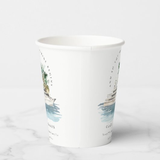 Gobelets En Papier Elégant Dusky Cruise Ship Palm Mariage marin (Droite)